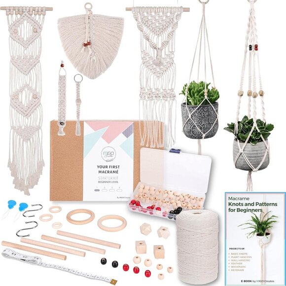 Macrame Kits for Adults Beginners with 126 Macrame Supplies and 7 Projects E-Boo - Picture 1 of 7